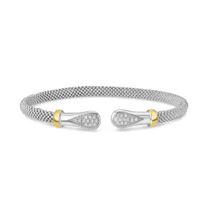 Silver & 18K Gold Prosecco Diamond Teardrop Cuff