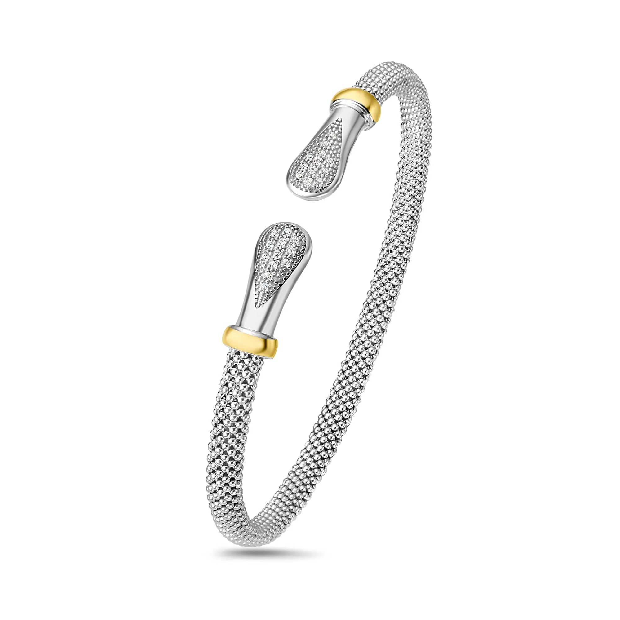 Silver & 18K Gold Prosecco Diamond Teardrop Cuff