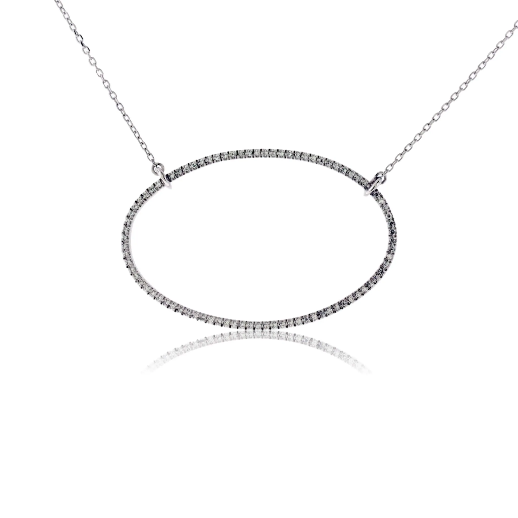 Single Row Diamond Oval Pendant