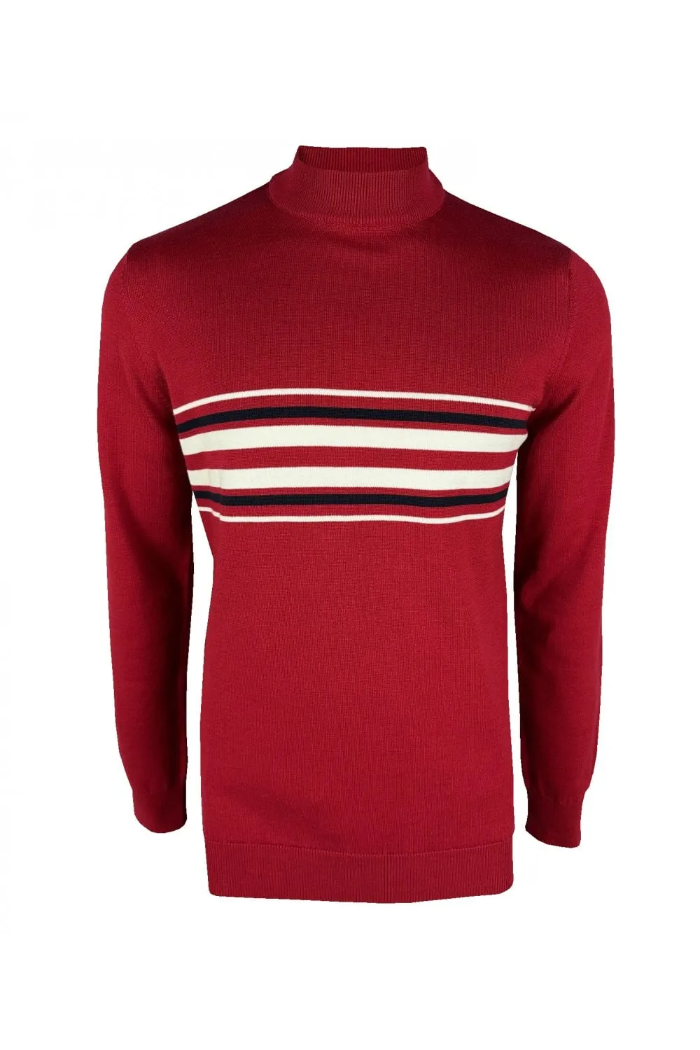 Ska & Soul Knebworth Border Stripe Knit In Blood Red