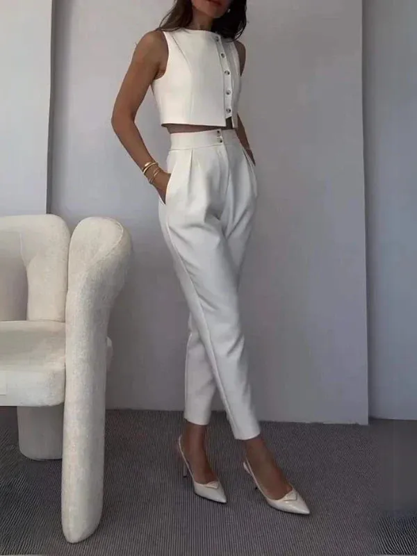 Sleeveless Pantsuit Set | Chic & Tailored | Effortless Power Dressing