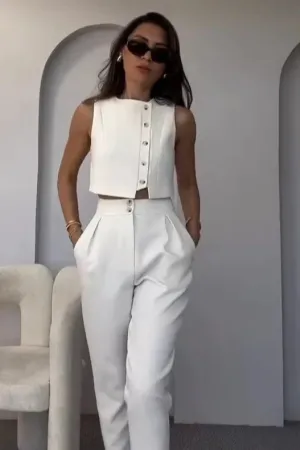 Sleeveless Pantsuit Set | Chic & Tailored | Effortless Power Dressing