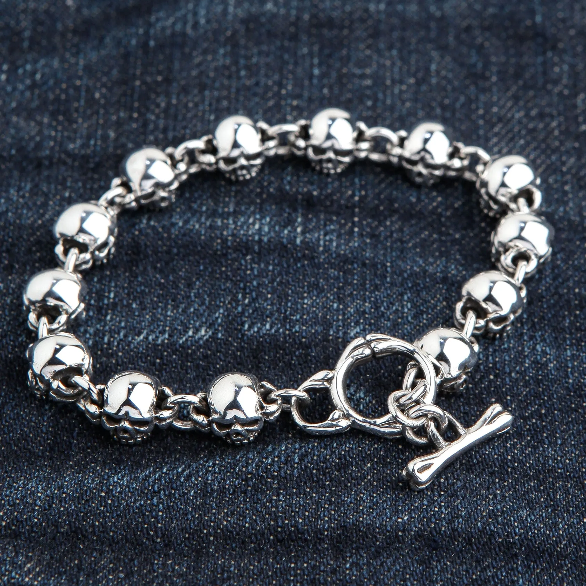 Small Chunky Skull Sterling Silver Bracelet