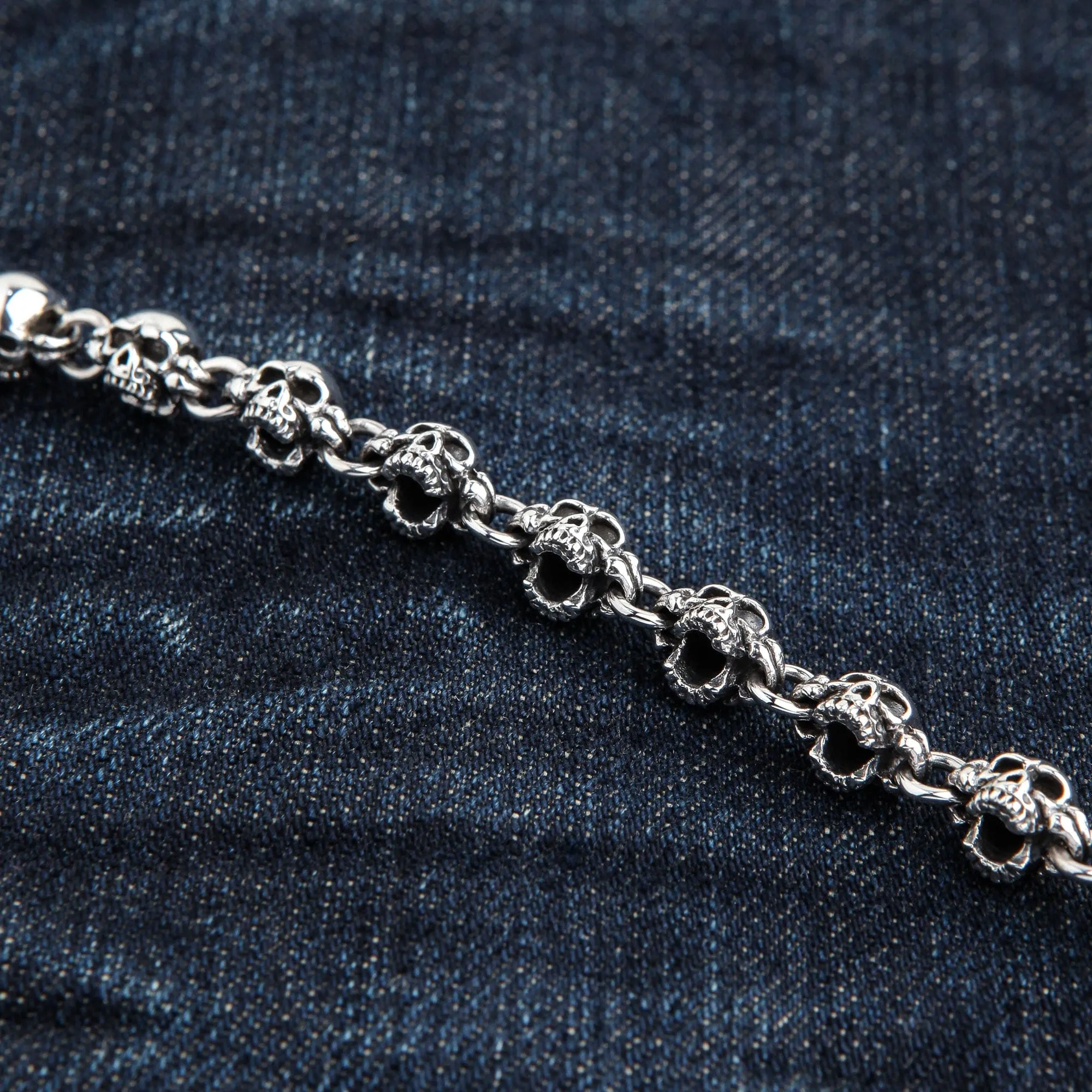 Small Chunky Skull Sterling Silver Bracelet