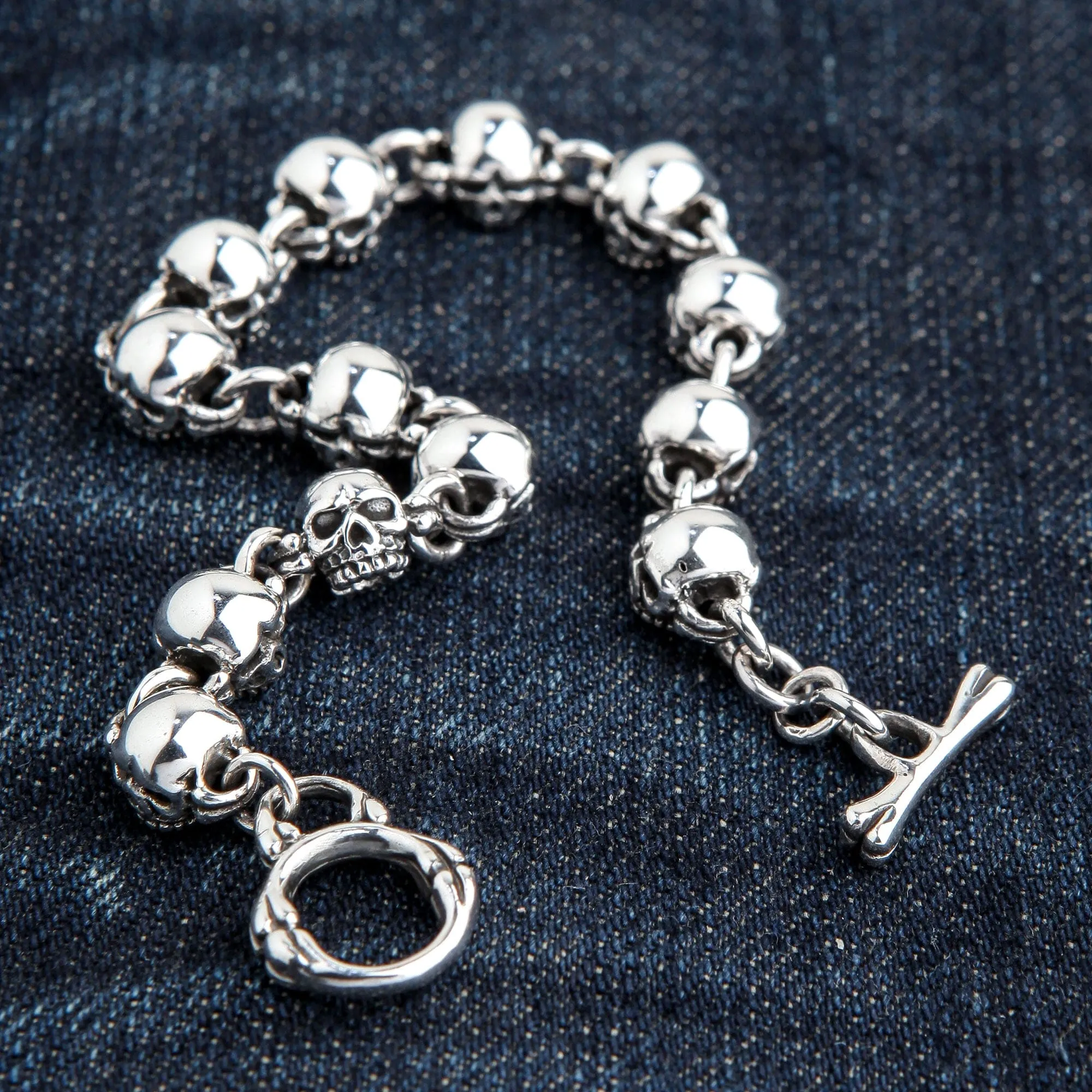 Small Chunky Skull Sterling Silver Bracelet