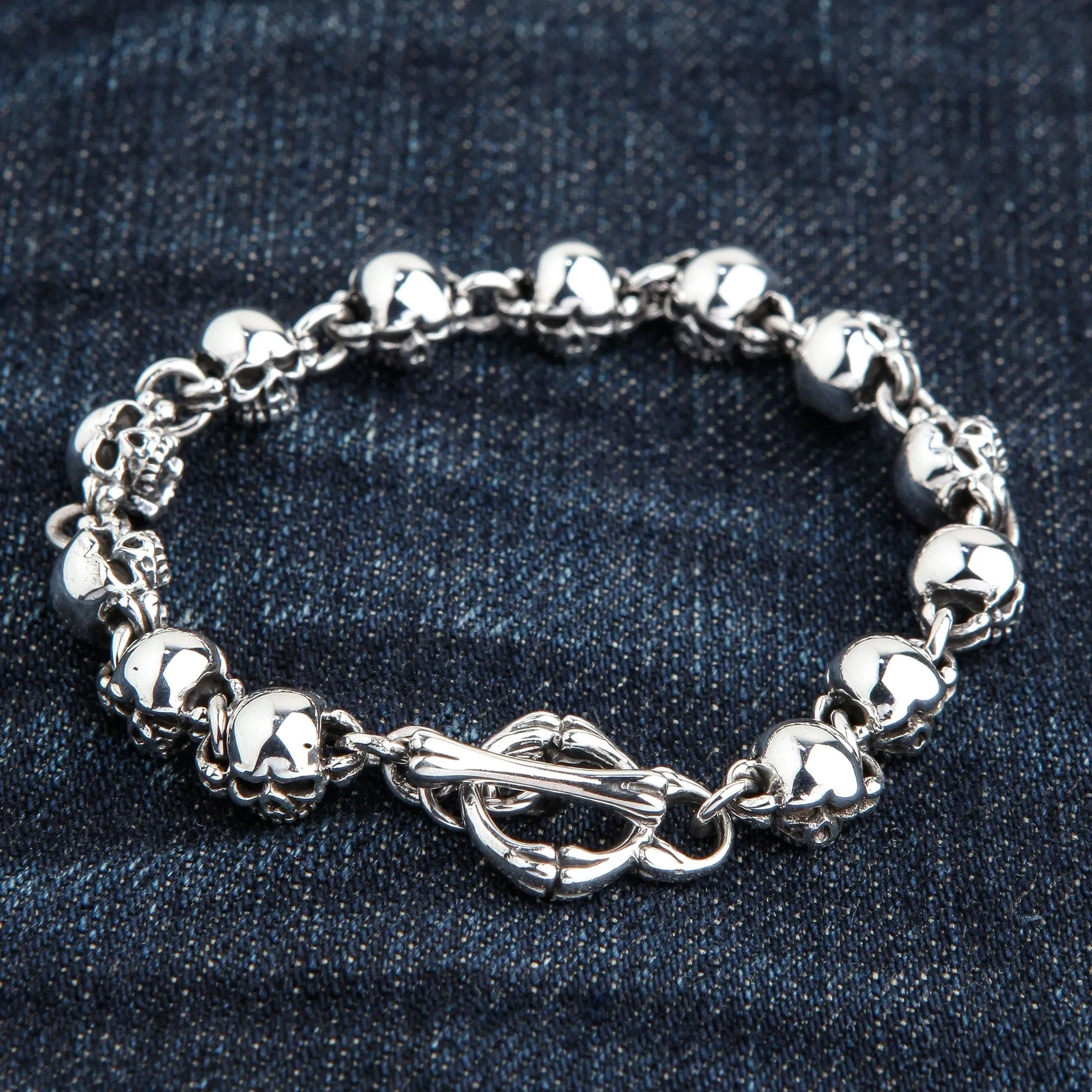 Small Chunky Skull Sterling Silver Bracelet