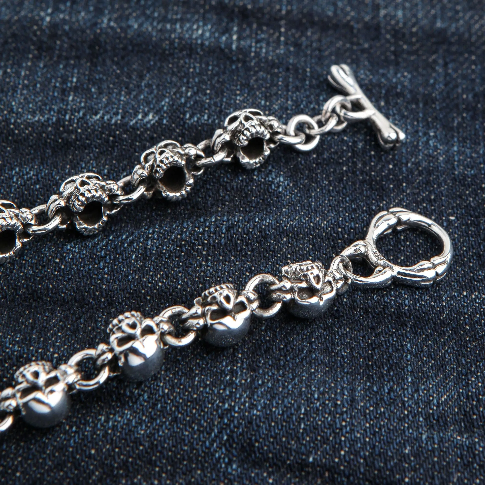 Small Chunky Skull Sterling Silver Bracelet