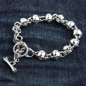 Small Chunky Skull Sterling Silver Bracelet