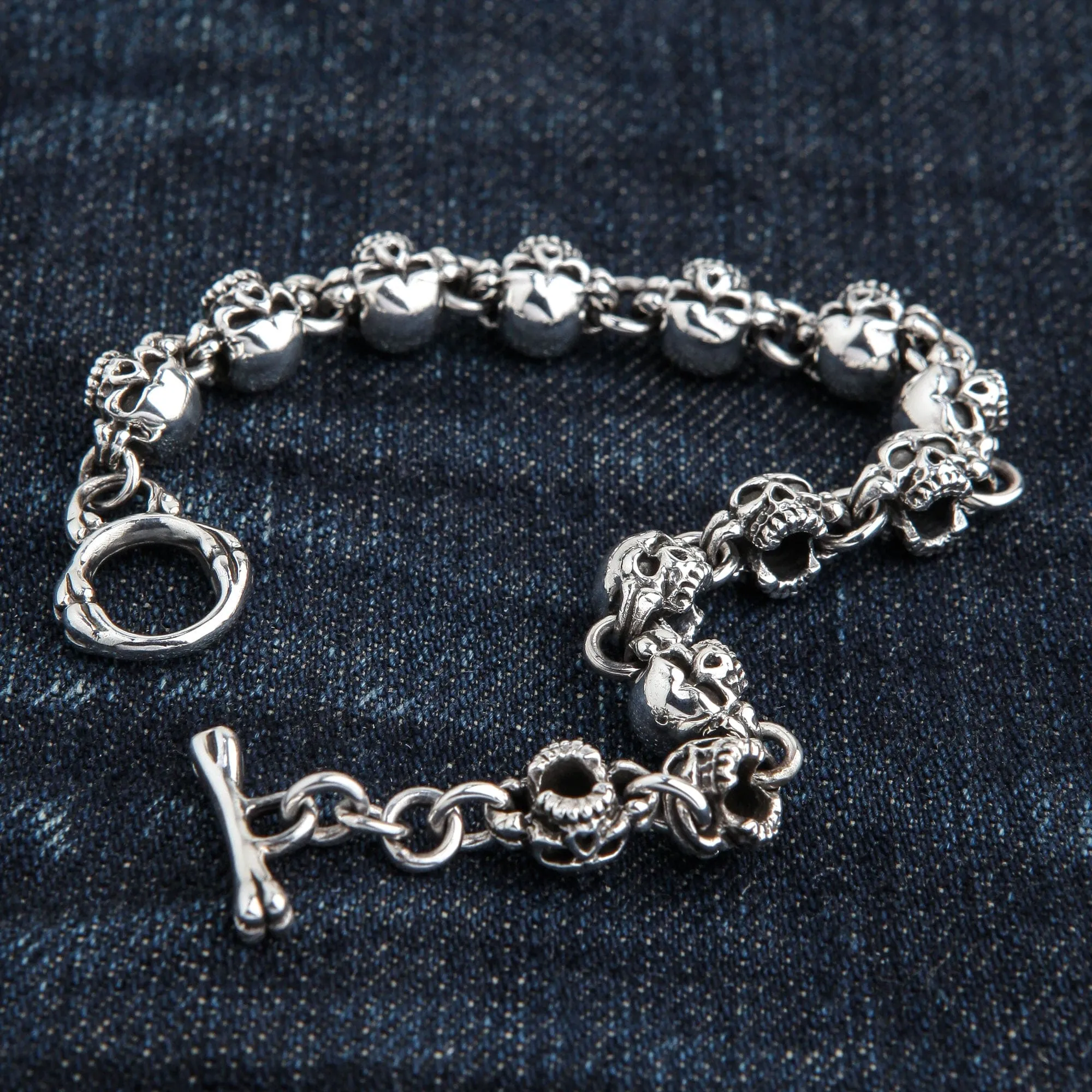 Small Chunky Skull Sterling Silver Bracelet