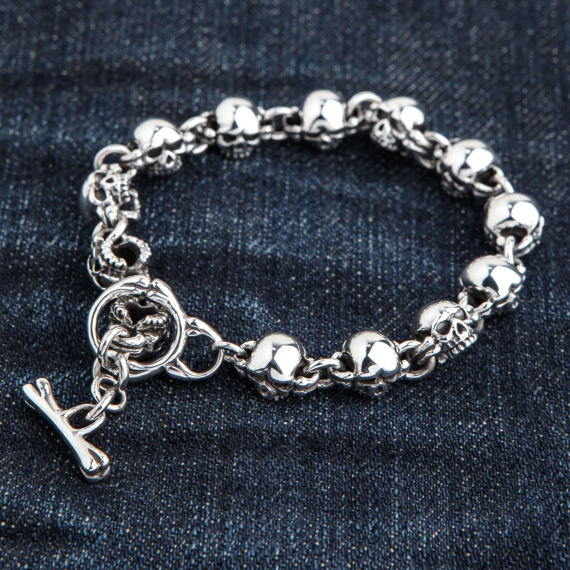 Small Chunky Skull Sterling Silver Bracelet