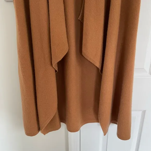 Soft by NAADAM 100% Cashmere Cascade Front Long Vest Sweater Camel Tan M