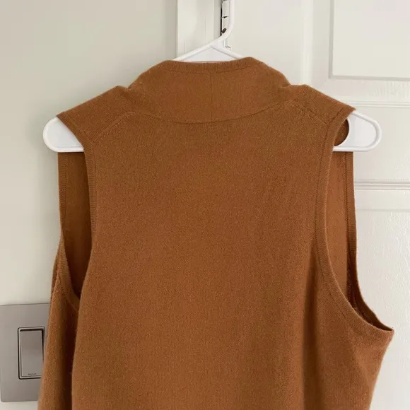 Soft by NAADAM 100% Cashmere Cascade Front Long Vest Sweater Camel Tan M