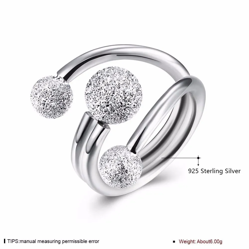 Solid 925 Sterling Silver Adjustable Rings for Women – Surround Ball Design – Party Jewelry Gift Ideas for Mom