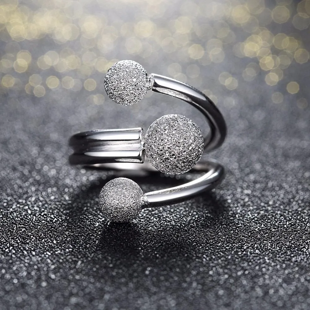 Solid 925 Sterling Silver Adjustable Rings for Women – Surround Ball Design – Party Jewelry Gift Ideas for Mom