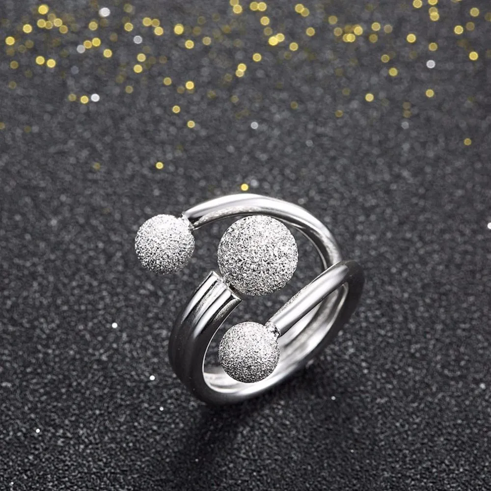 Solid 925 Sterling Silver Adjustable Rings for Women – Surround Ball Design – Party Jewelry Gift Ideas for Mom