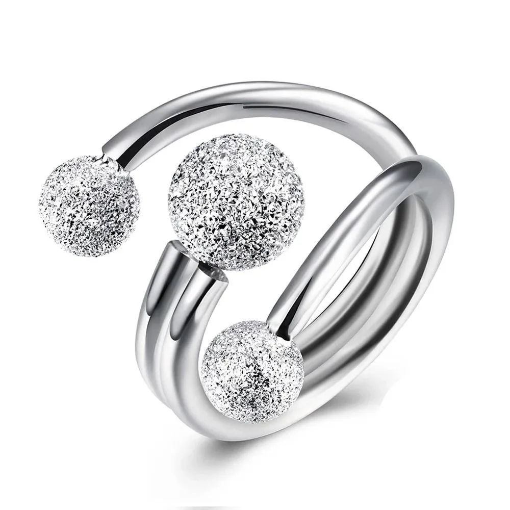 Solid 925 Sterling Silver Adjustable Rings for Women – Surround Ball Design – Party Jewelry Gift Ideas for Mom