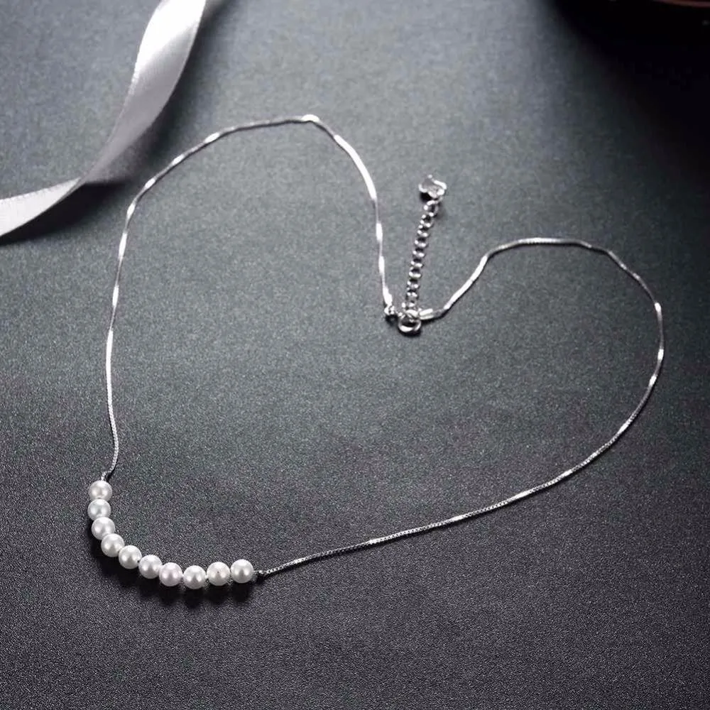 Solid 925 Sterling Silver Pendant Necklace With Simulated Pearl Fashion Party Necklaces & Pendants For Women