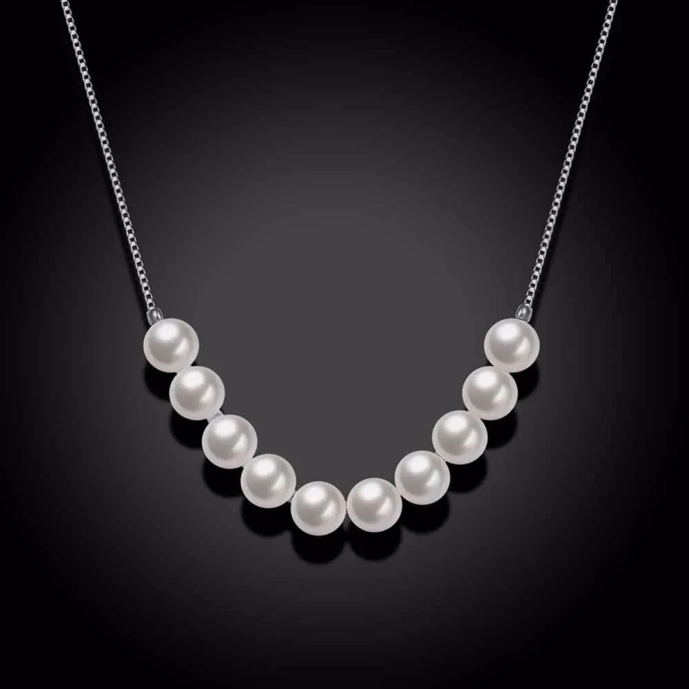Solid 925 Sterling Silver Pendant Necklace With Simulated Pearl Fashion Party Necklaces & Pendants For Women