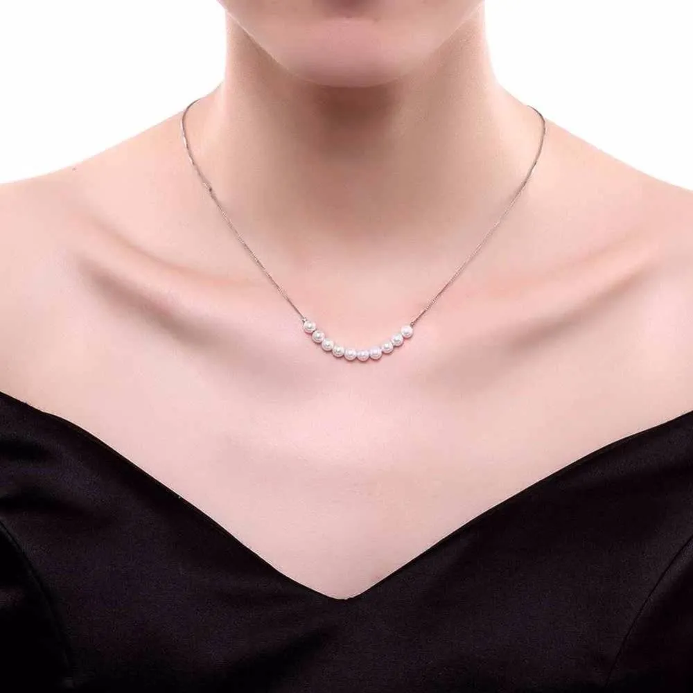 Solid 925 Sterling Silver Pendant Necklace With Simulated Pearl Fashion Party Necklaces & Pendants For Women
