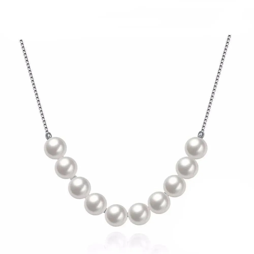 Solid 925 Sterling Silver Pendant Necklace With Simulated Pearl Fashion Party Necklaces & Pendants For Women