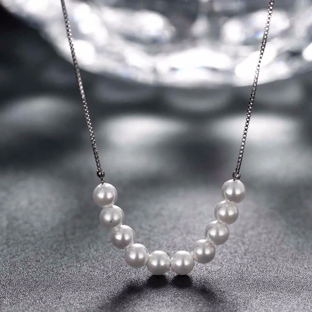 Solid 925 Sterling Silver Pendant Necklace With Simulated Pearl Fashion Party Necklaces & Pendants For Women