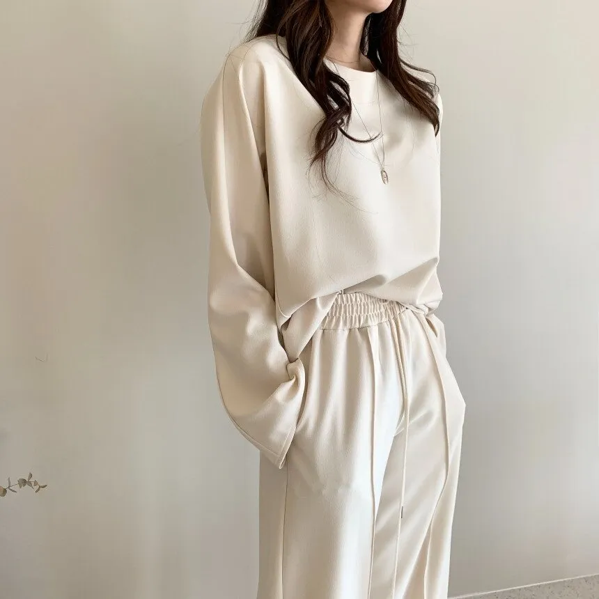 Solid Beige Relaxed Top And Pant Co-Ord Set