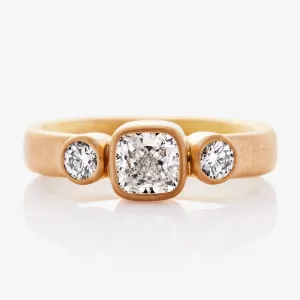 Sonoma "Celeste" Cushion Cut and Round Diamond Ring in 20K Peach Gold
