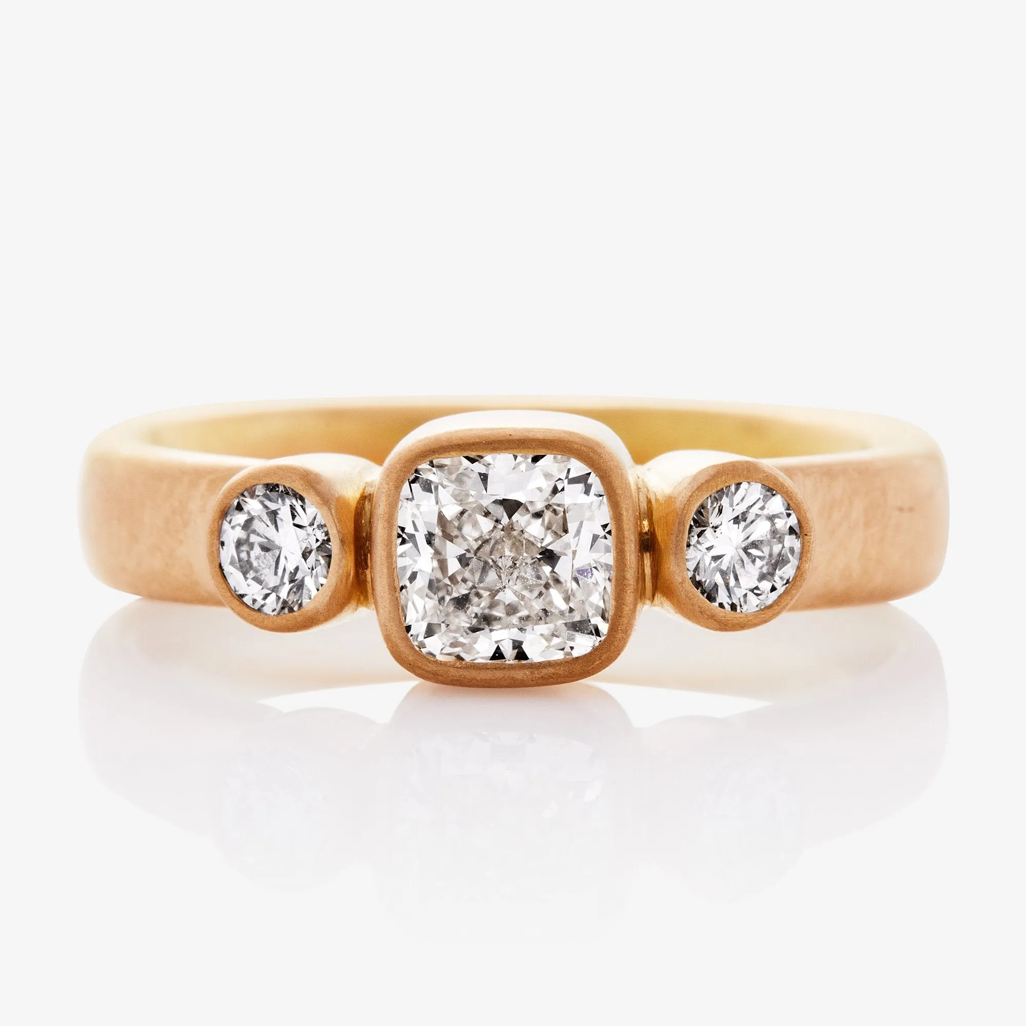 Sonoma "Celeste" Cushion Cut and Round Diamond Ring in 20K Peach Gold