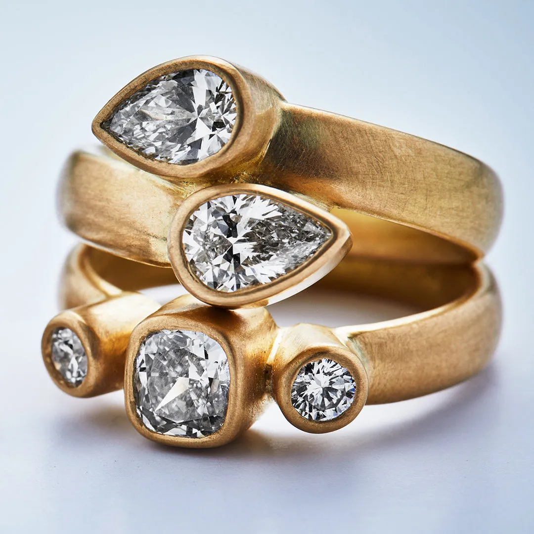 Sonoma "Celeste" Cushion Cut and Round Diamond Ring in 20K Peach Gold