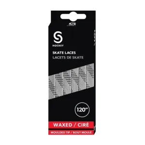 Source for Sports Waxed Hockey Skate Laces - Silver Grey / Black