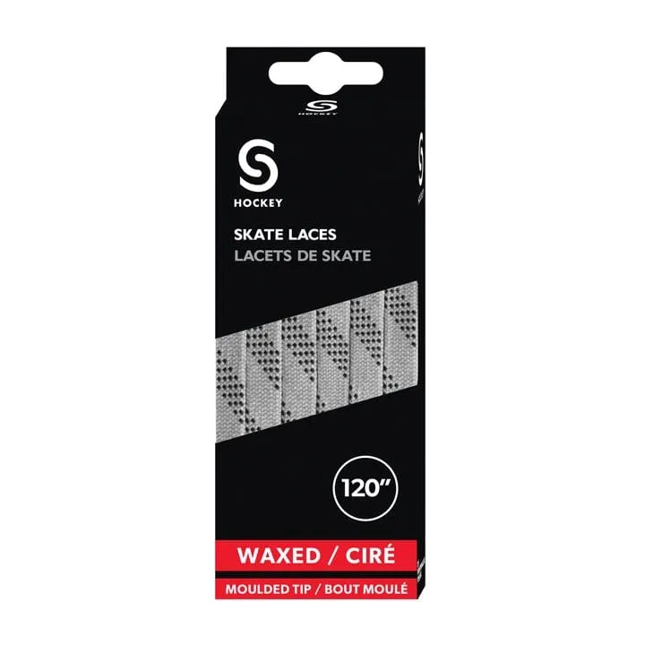 Source for Sports Waxed Hockey Skate Laces - Silver Grey / Black