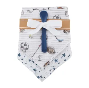 Sports Muslin Bibs and Spoon