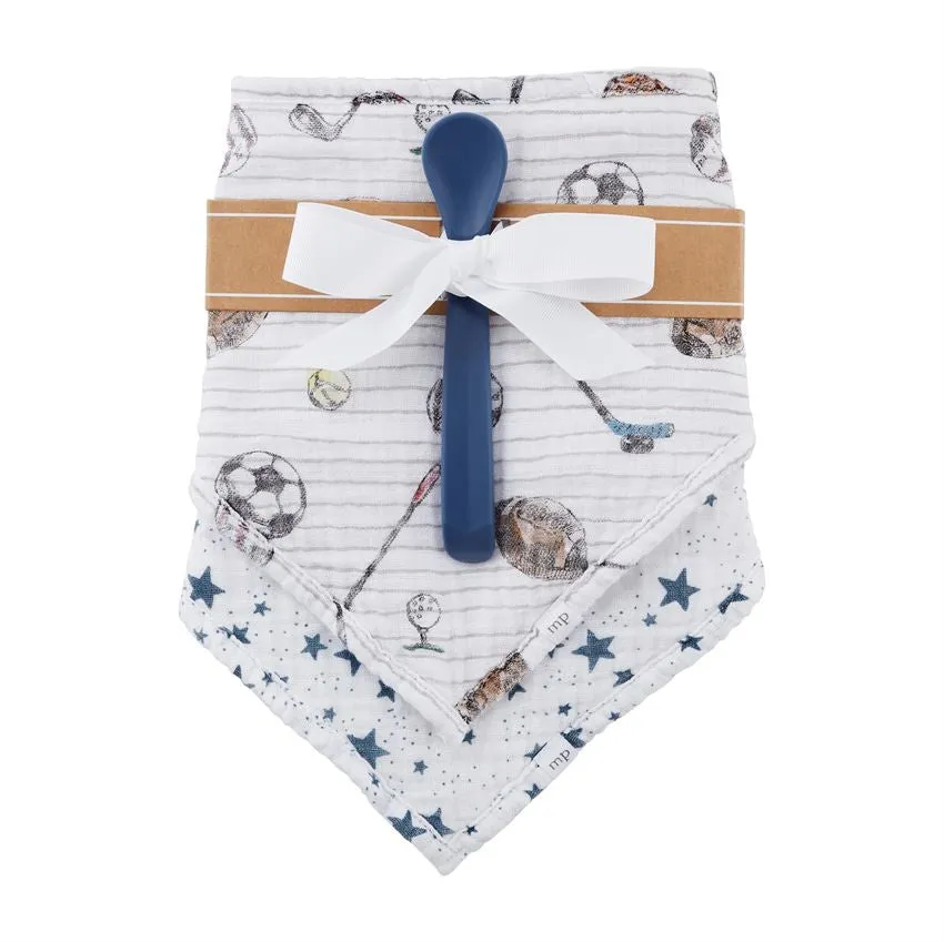 Sports Muslin Bibs and Spoon