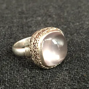 Square Pink Rose Crystal Ring