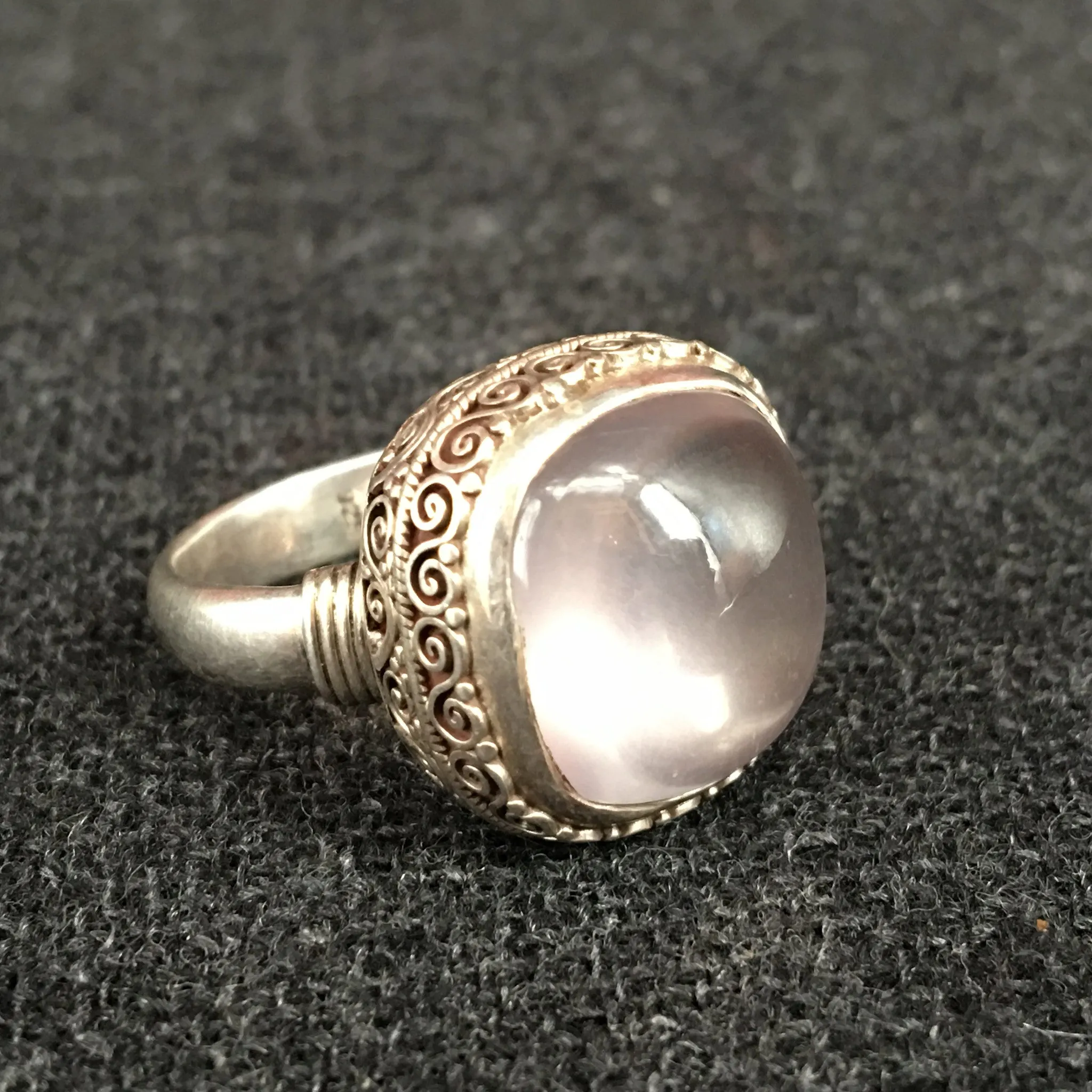 Square Pink Rose Crystal Ring