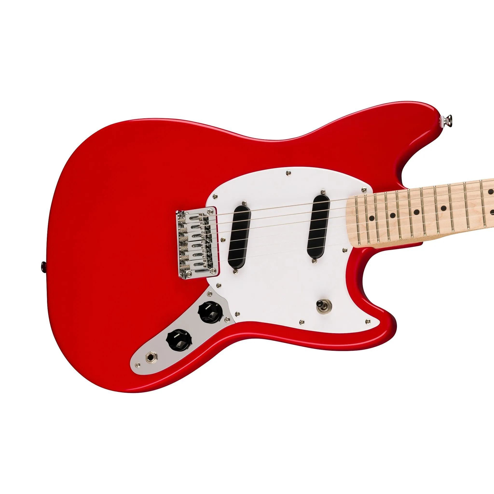 Squier Sonic Mustang Electric Guitar w/White Pickguard, Maple FB, Torino Red