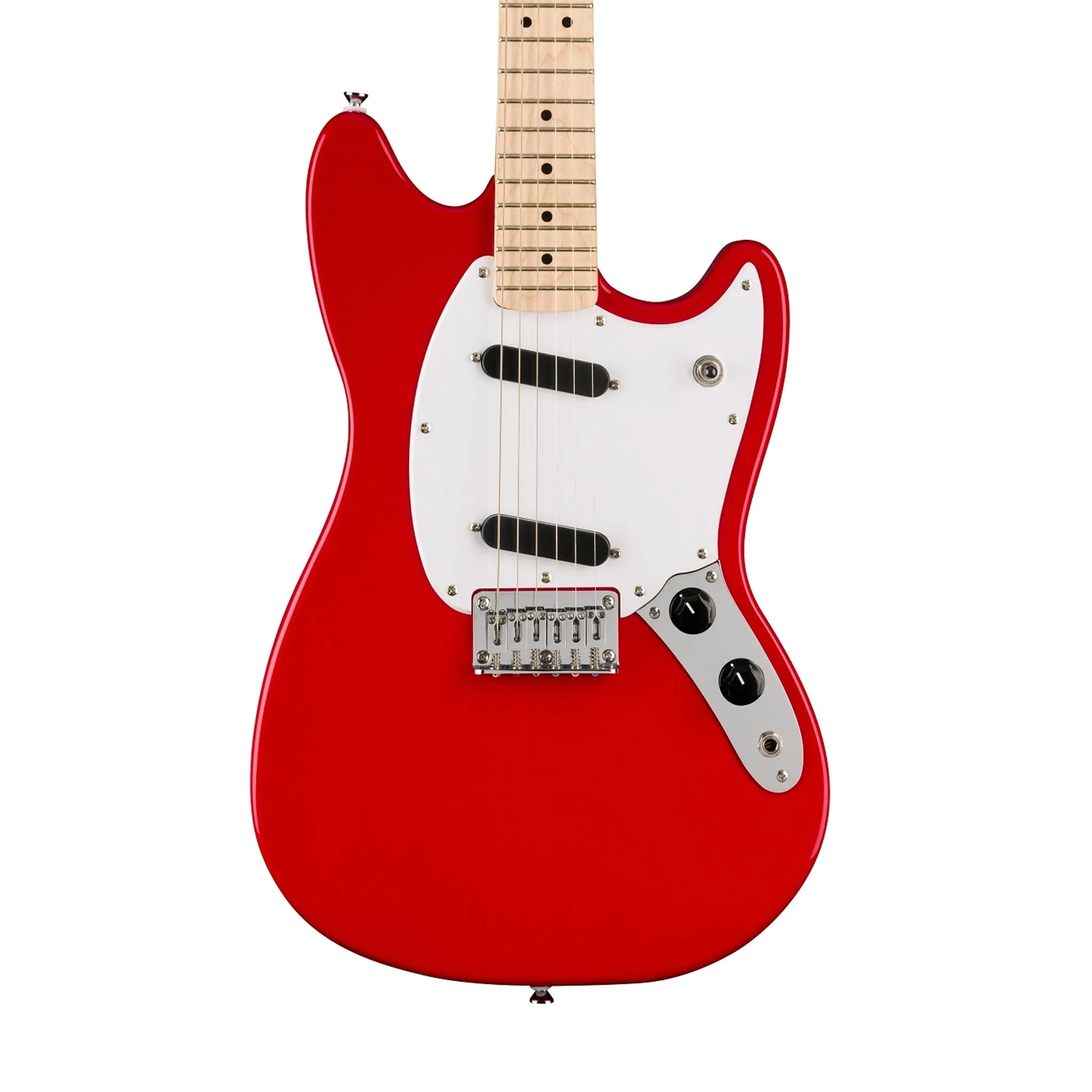 Squier Sonic Mustang Electric Guitar w/White Pickguard, Maple FB, Torino Red