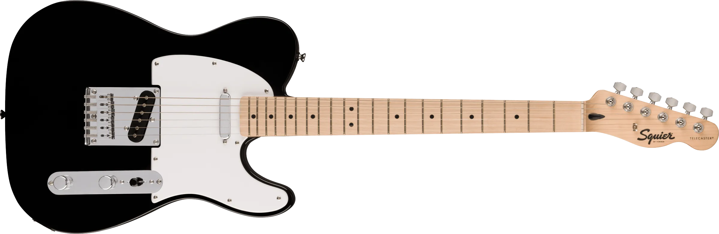 Squier Sonic Telecaster, Maple Fingerboard, White Pickguard, Black