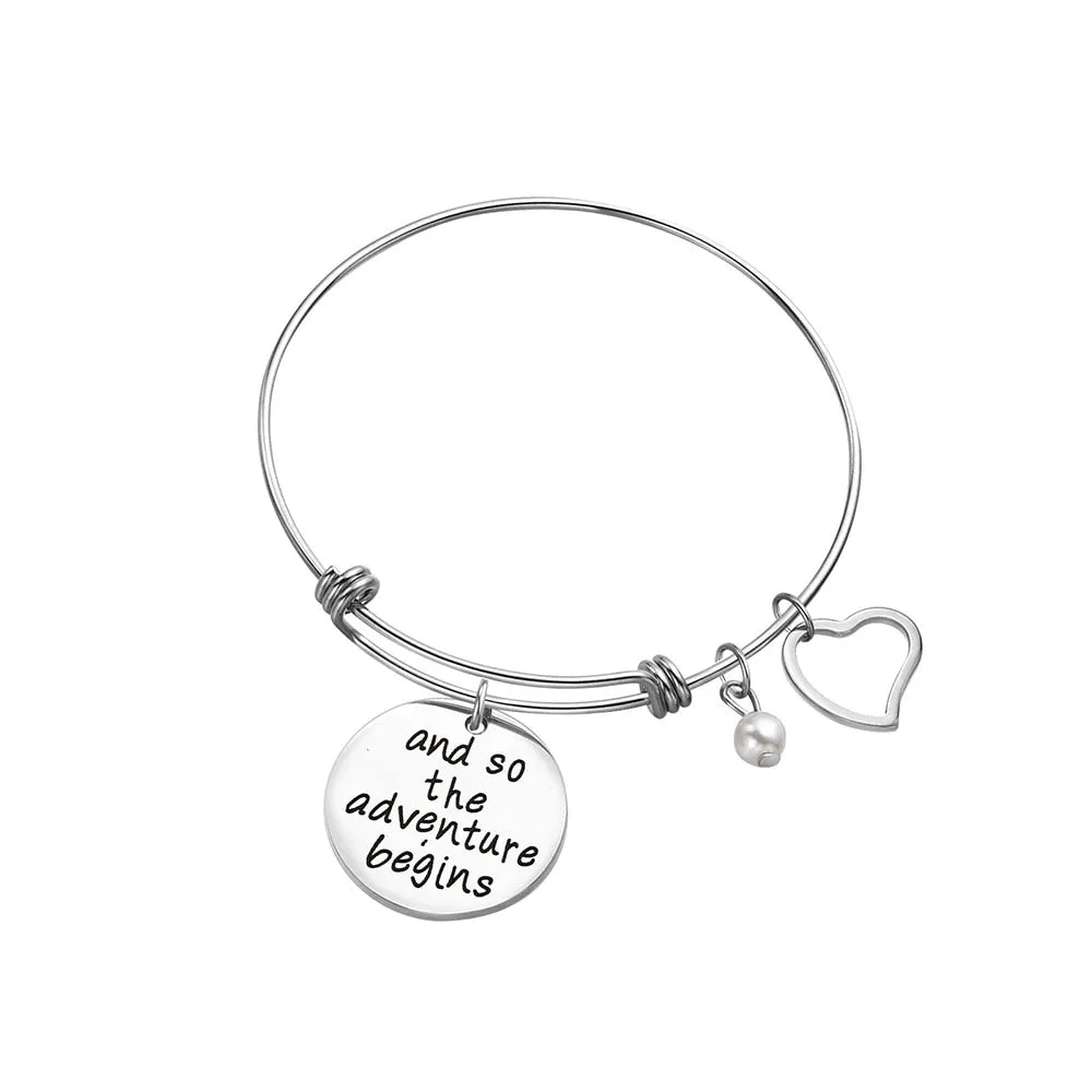 Stainless Steel Women Girls Inspirational Quotes Bangle Heart Charm Bracelets & Bangles She Believe She Could So She Did
