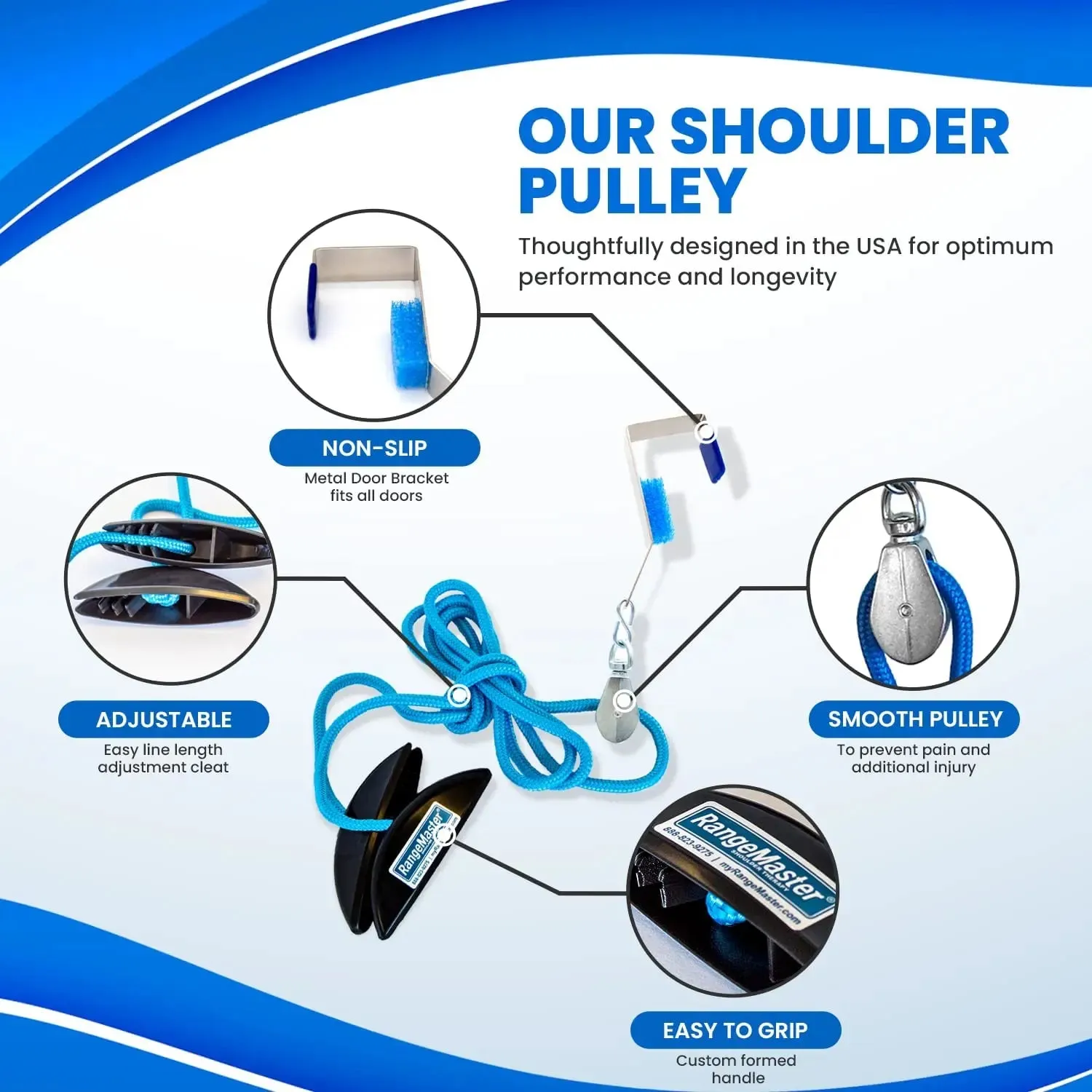 Steel Shoulder Arm Pulley System - Over Door Rehab Exerciser for Home Physical Therapy