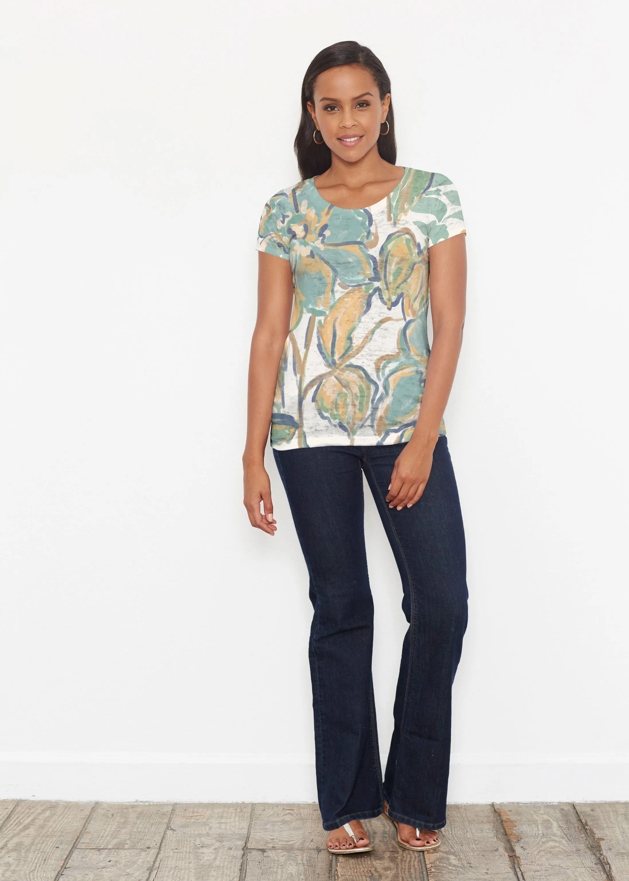 Stefania (8110) ~ Short Sleeve Scoop Shirt