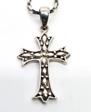 Sterling decorative Cross vintage retro sterling silver pendant necklace