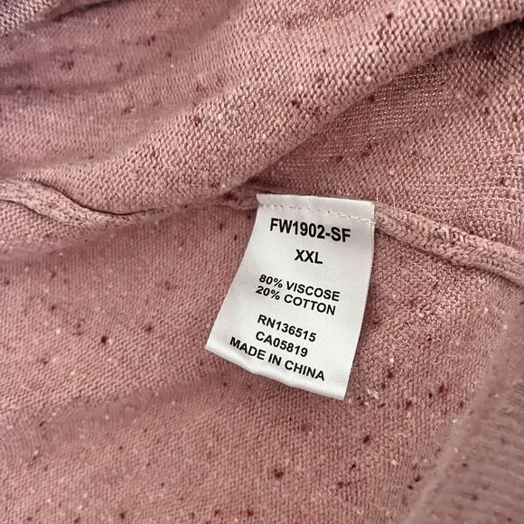 Stitches And Stripes Revolve Long Line Pink Mauve Speckled Cardigan Pockets- XXL