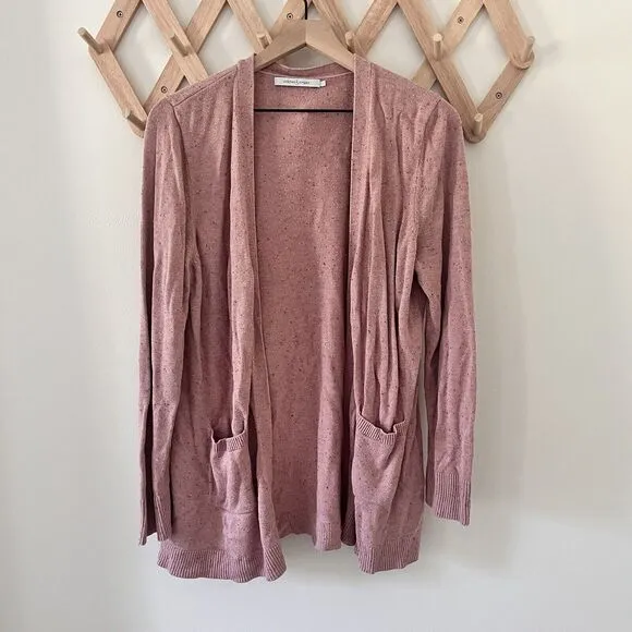 Stitches And Stripes Revolve Long Line Pink Mauve Speckled Cardigan Pockets- XXL