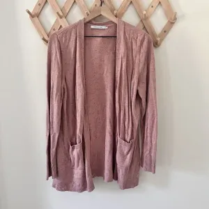 Stitches And Stripes Revolve Long Line Pink Mauve Speckled Cardigan Pockets- XXL