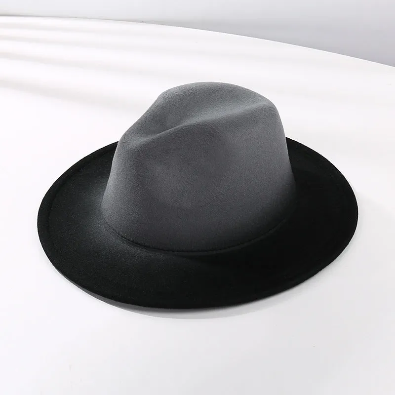 Stylish Fedora Hat with Color Gradient and Flat Brim
