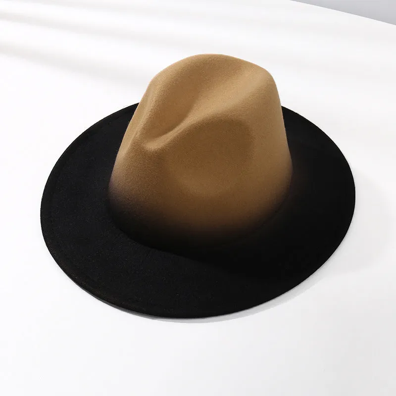 Stylish Fedora Hat with Color Gradient and Flat Brim