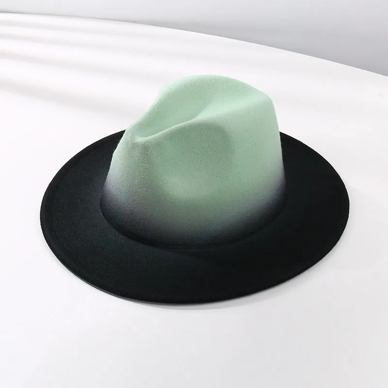 Stylish Fedora Hat with Color Gradient and Flat Brim