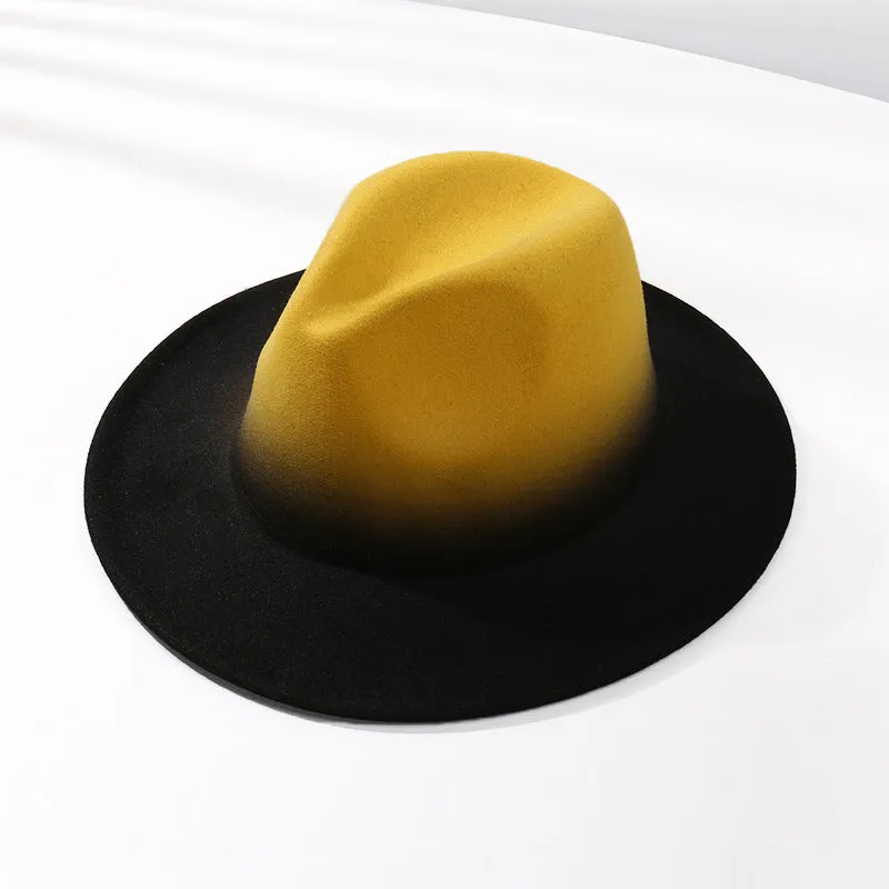 Stylish Fedora Hat with Color Gradient and Flat Brim