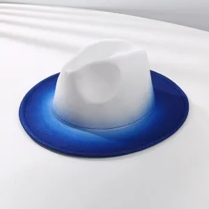 Stylish Fedora Hat with Color Gradient and Flat Brim
